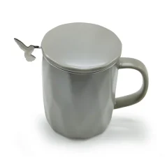 Šedý hrnek se sítkem Lilie