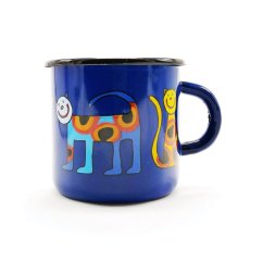 Modrý smaltovaný hrnek Kočky