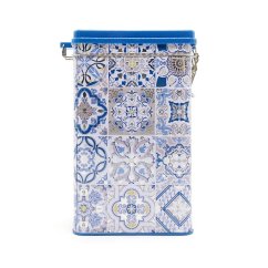 Plechová dóza Casa Decor s modrými ornamenty