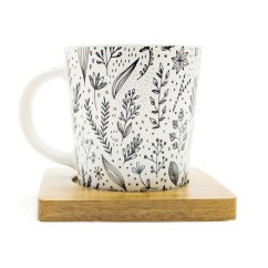 Hrnek Pure Leaflet s podšálkem z akácie