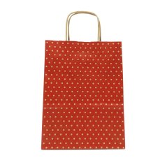 Červená papírová taška s puntíky malá