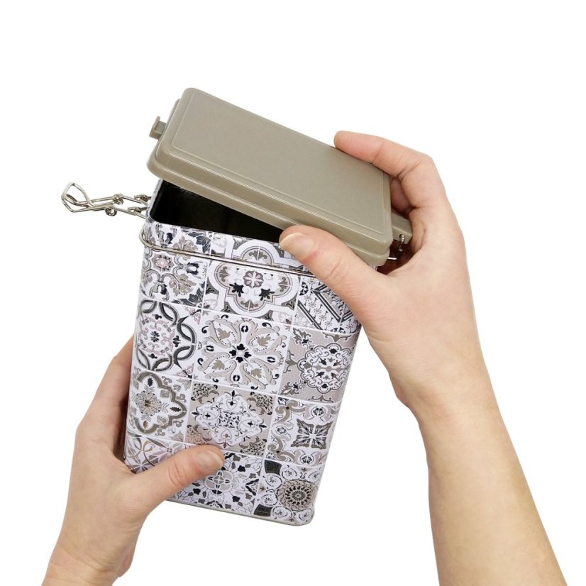 Plechová dóza Casa Decor se šedými ornamenty