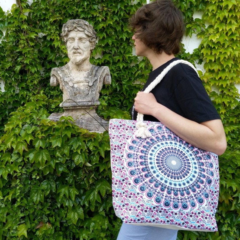 Plážová taška Elektrická modrá mandala