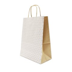 Bílá papírová taška s puntíky malá