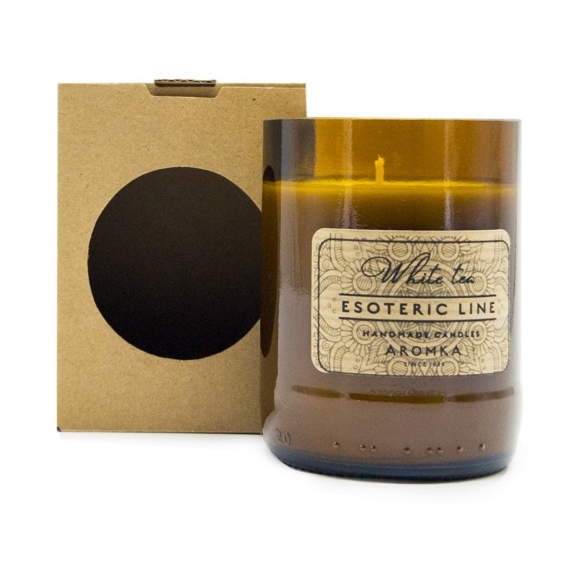 Svíčka v pivní lahvi White tea