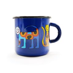 Modrý smaltovaný hrnek Kočky