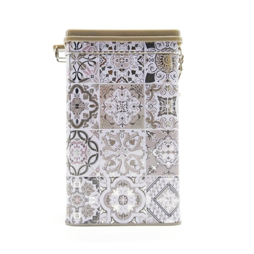 Plechová dóza Casa Decor se šedými ornamenty