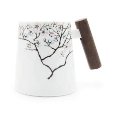 Hrnek s dřevěnou rukojetí Třešňový květ