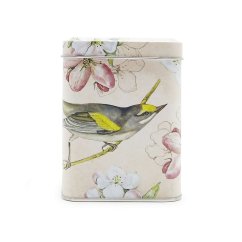 Plechová dóza Ptáček a květy