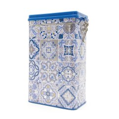 Plechová dóza Casa Decor s modrými ornamenty