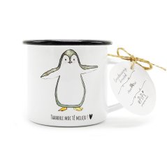 Smaltovaný hrnek Zamilovaný tučňák