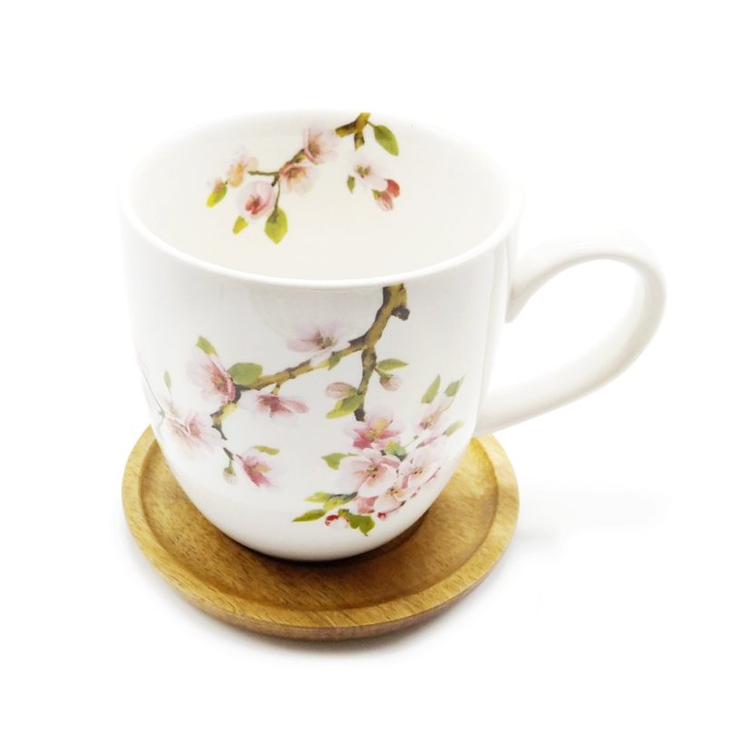 Hrnek Sakura s podšálkem z akácie