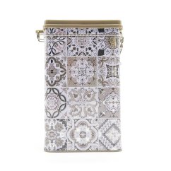 Plechová dóza Casa Decor se šedými ornamenty