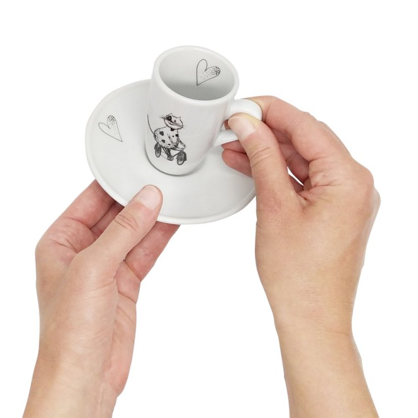 Espresso šálek Kočka na kole