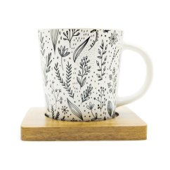 Hrnek Pure Leaflet s podšálkem z akácie