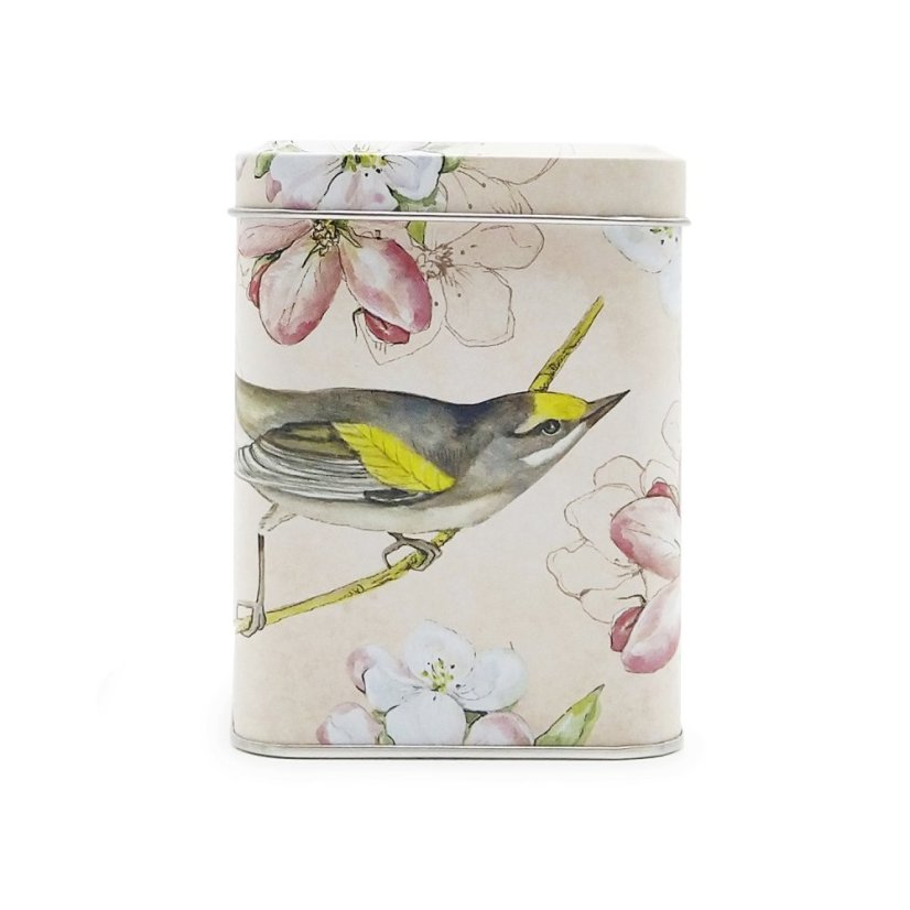 Plechová dóza Ptáček a květy