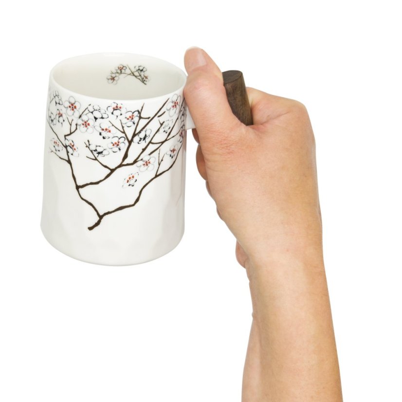 Hrnek s dřevěnou rukojetí Třešňový květ