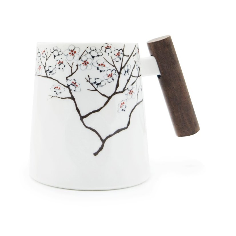 Hrnek s dřevěnou rukojetí Třešňový květ