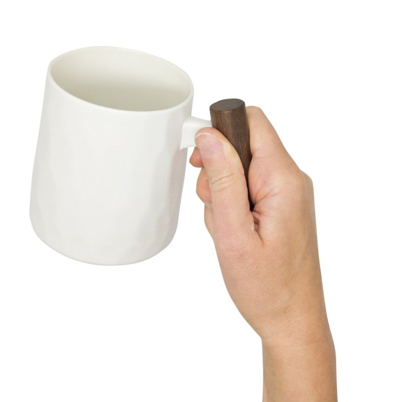 Hrnek s dřevěnou rukojetí White Facette