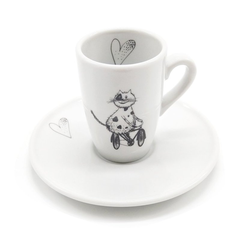 Espresso šálek Kočka na kole