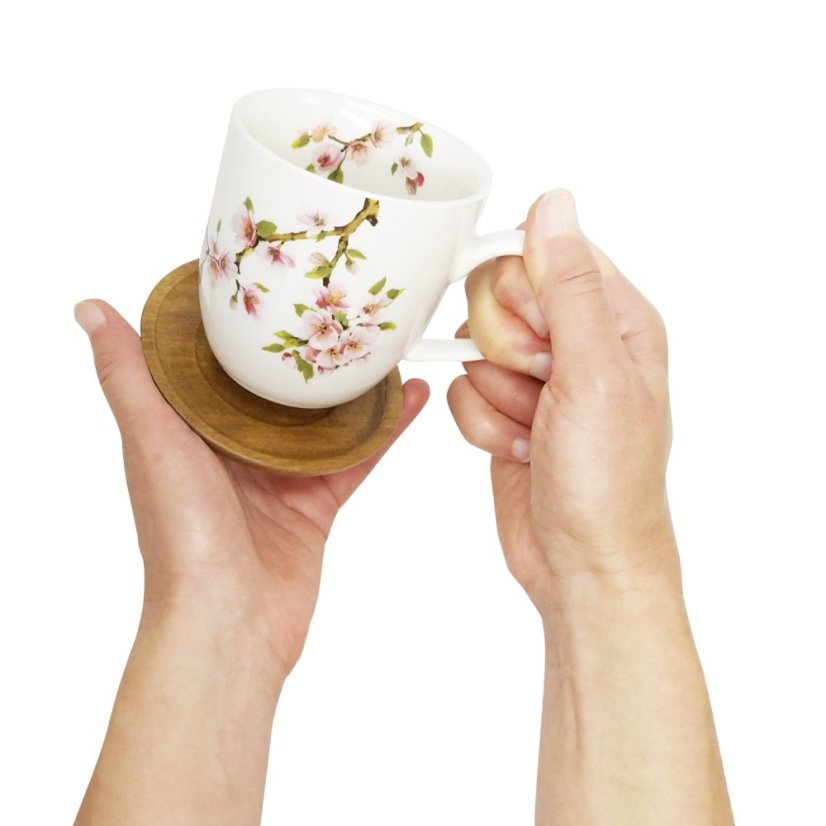 Hrnek Sakura s podšálkem z akácie