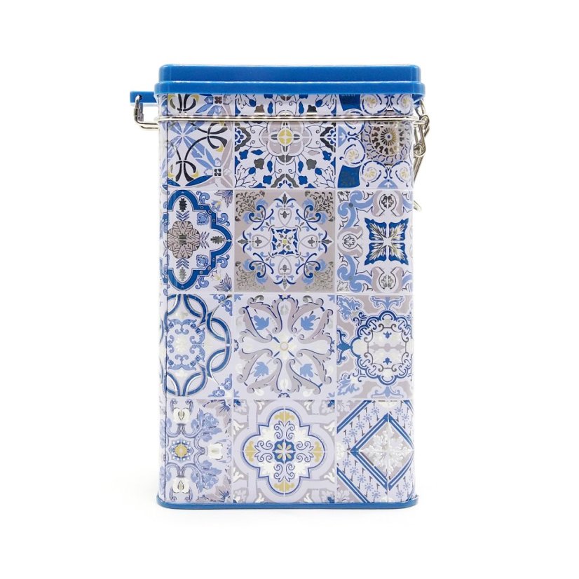 Plechová dóza Casa Decor s modrými ornamenty