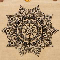 Látková taška Mandala s koženými uchy a třásněmi