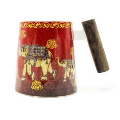 Hrnek s dřevěnou rukojetí Sloní štěstí