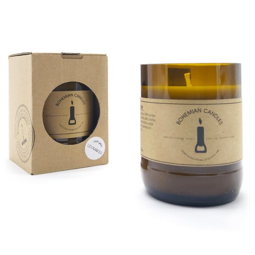 Svíčka v pivní lahvi Levandule