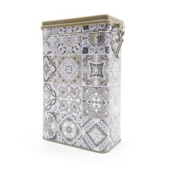 Plechová dóza Casa Decor se šedými ornamenty