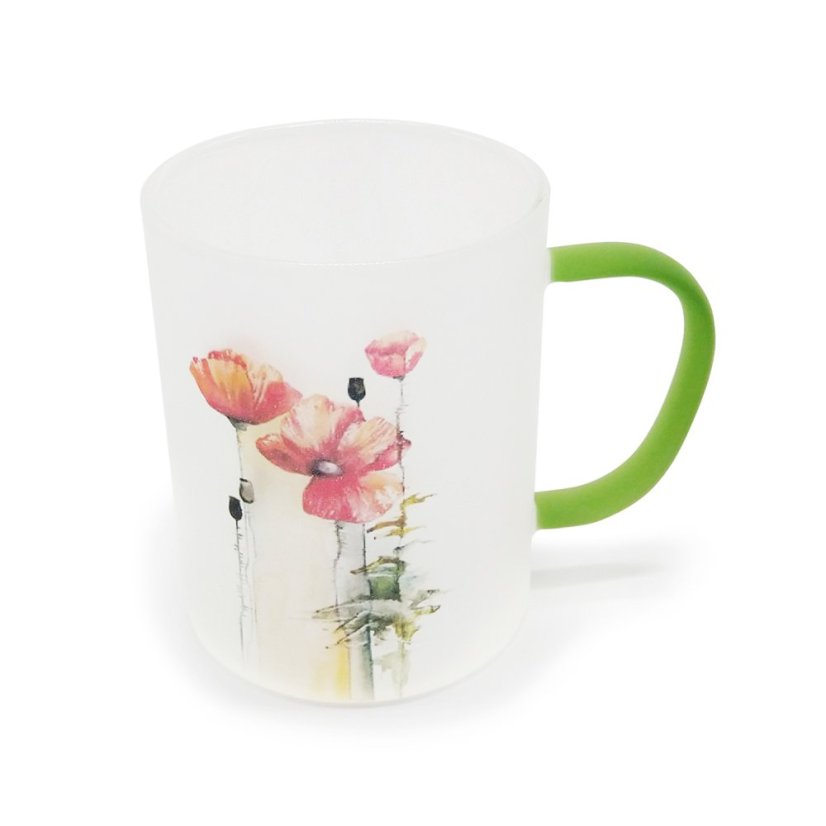 Skleněný hrnek Máky