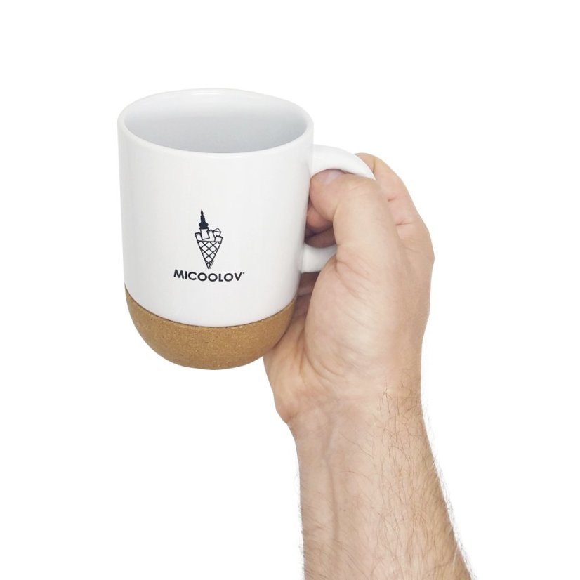 Bílý hrnek s korkem Micoolov®