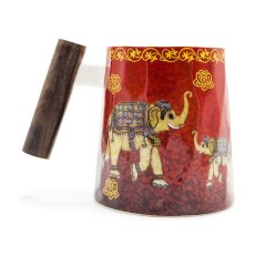 Hrnek s dřevěnou rukojetí Sloní štěstí