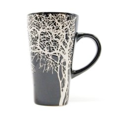 Vysoký černý hrnek Strom