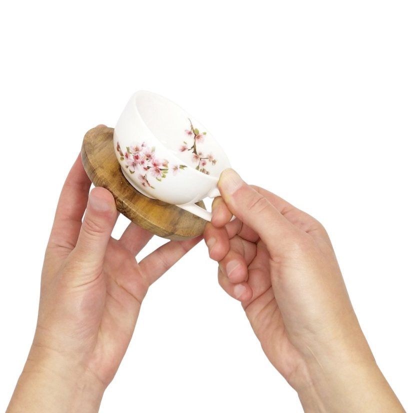 Espresso šálek Sakura s podšálkem z akácie