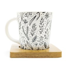 Hrnek Pure Leaflet s podšálkem z akácie