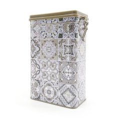 Plechová dóza Casa Decor se šedými ornamenty