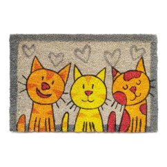 Kokosová rohožka 3 kočky v šedém rámu