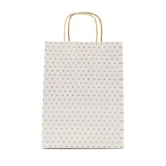Bílá papírová taška s puntíky malá