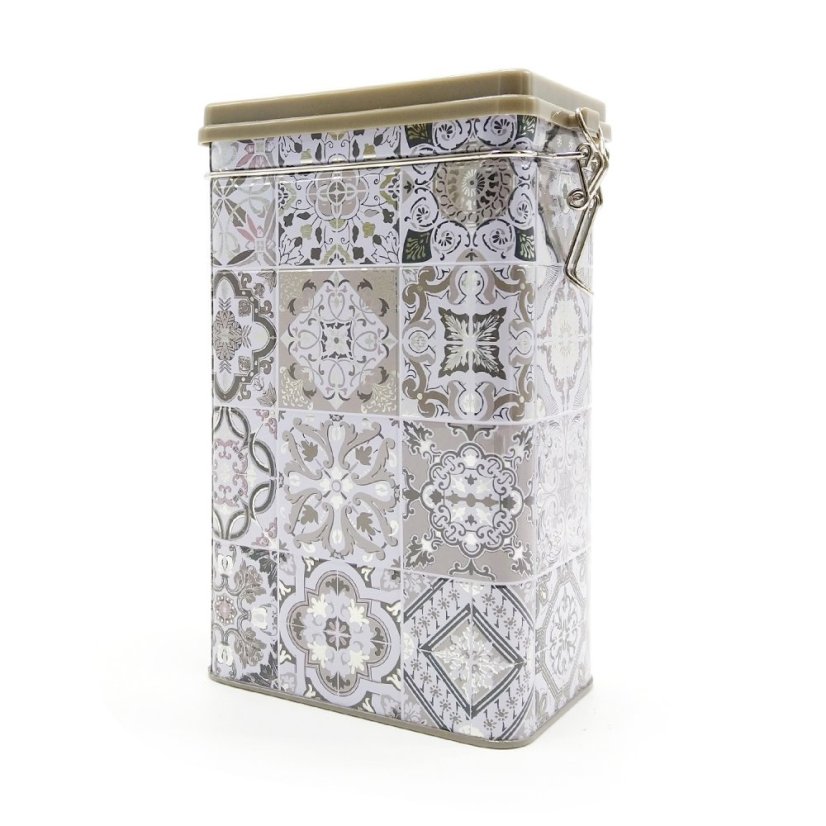 Plechová dóza Casa Decor se šedými ornamenty