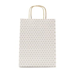 Bílá papírová taška s puntíky malá