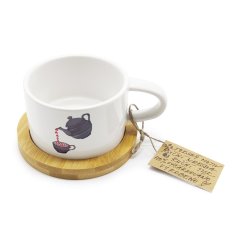 Hrnek Láskyplná konvička s podšálkem z bambusu