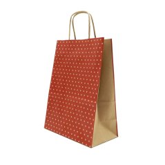 Červená papírová taška s puntíky malá
