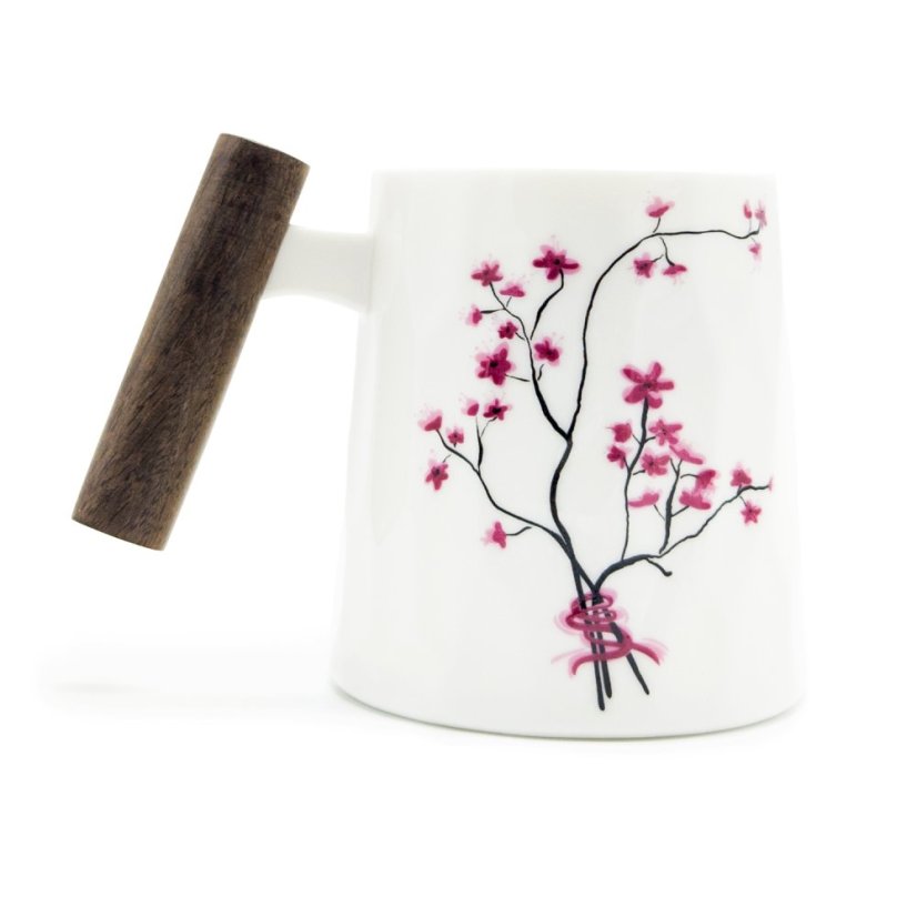 Hrnek s dřevěnou rukojetí Sakura