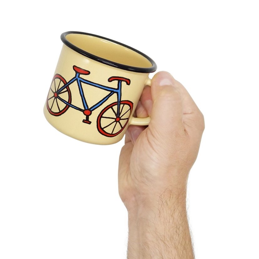 Béžový smaltovaný hrnek Kolo