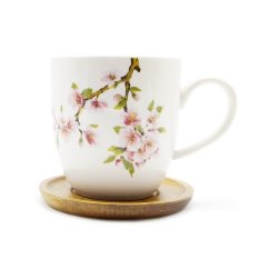 Hrnek Sakura s podšálkem z akácie