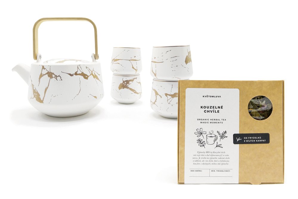 Dopřejte mamince relax s bio bylinným čajem Kouzelné chvíle a porcelánovou soupravou Timea, která promění každé odpoledne ve sváteční rituál.