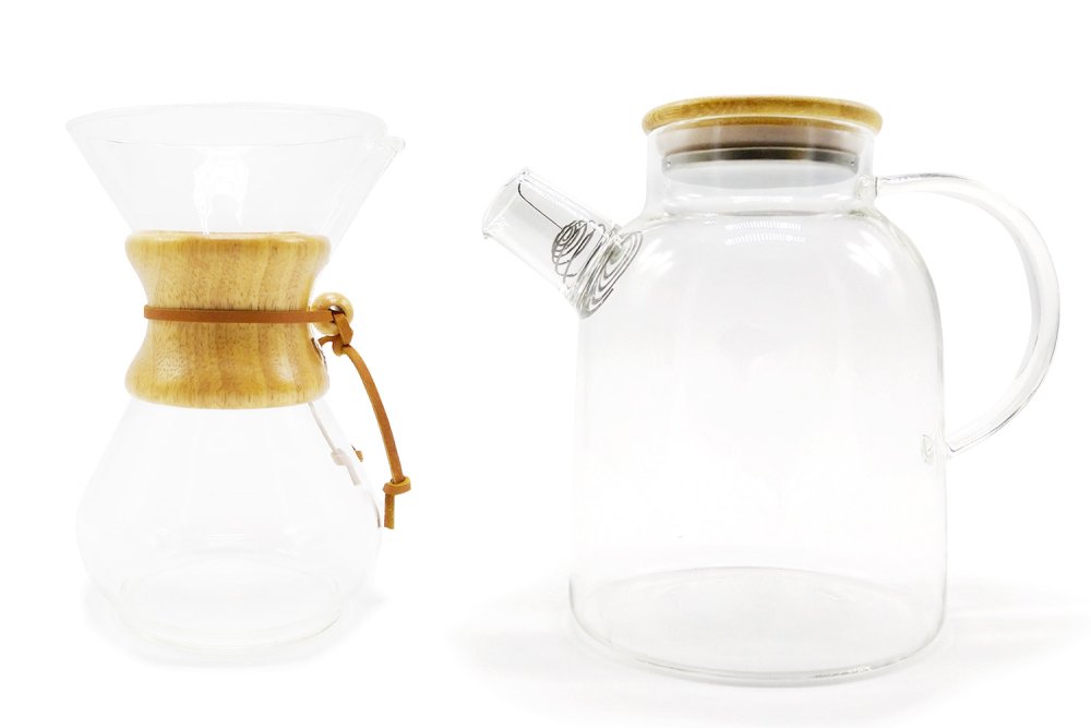 Stylový skleněný chemex a designová skleněná konvice